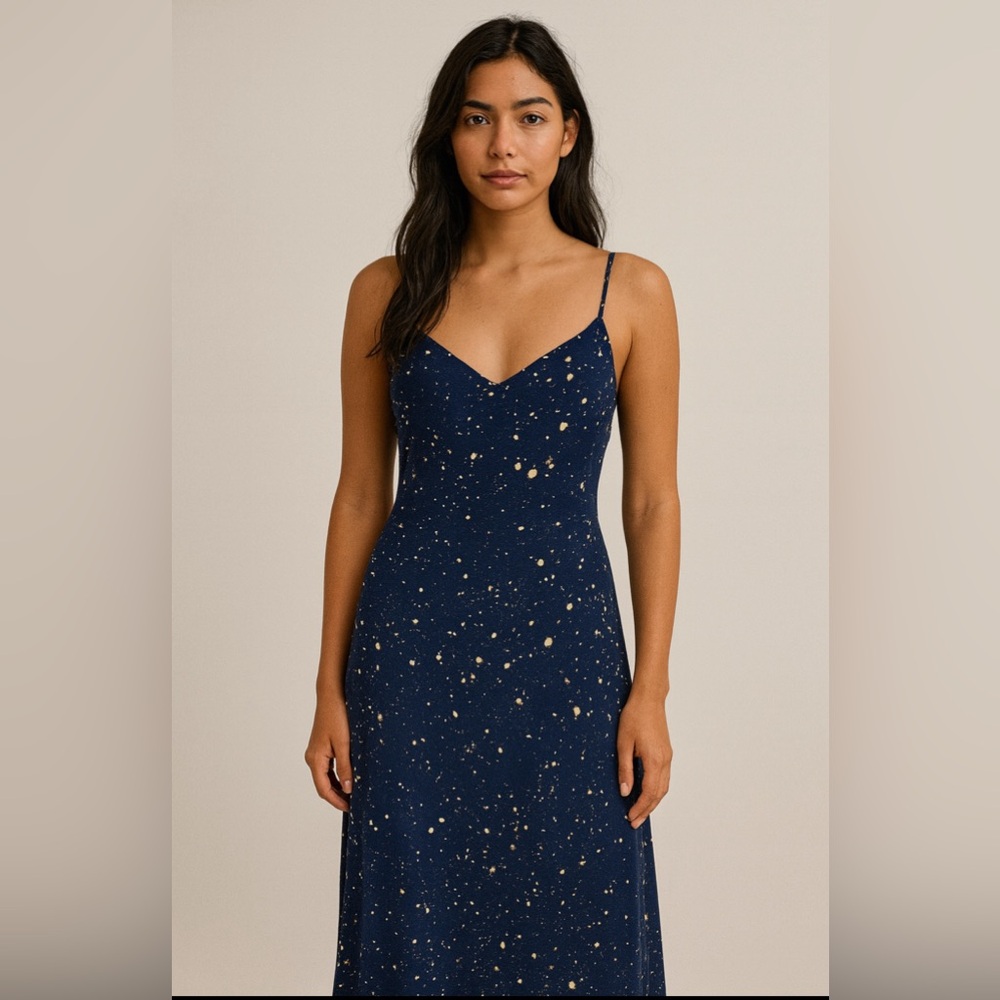 Reformation Chianti Dress Galaxy Navy Blue Tie Up Open Back XS *See Description*